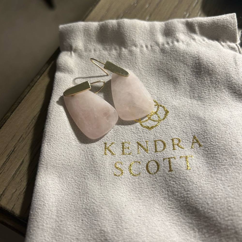 Kendra Scott - Rose Quartz Fishhook Drop Earrings W/ 14K Gold Plated